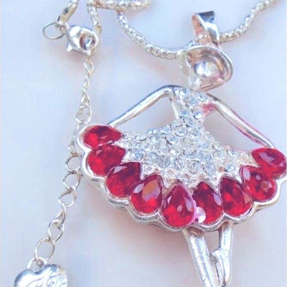 Betsey Johnson Red Crystal Ballet Dancing Girl Pendant Necklace NEW in package - Picture 6 of 16